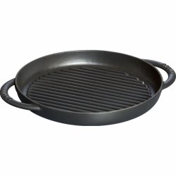 Okrągła Patelnia żeliwna Grillowa Z Dwoma Uchwytami 26 Cm, Czarny Staub