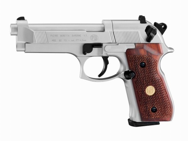Pistolet wiatrówka Beretta M92 FS nickel/wood 4,5 mm Diabolo CO2