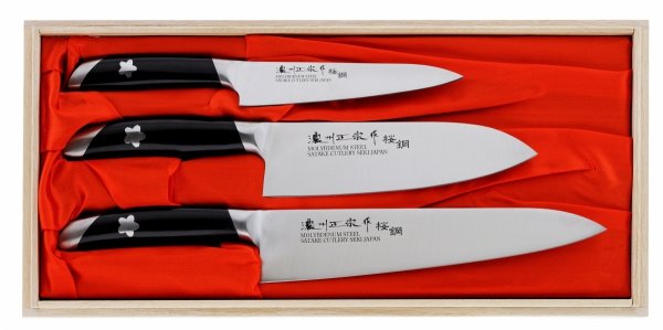 Satake Sakura Zestaw 3 noży Szefa+Santoku+uniw