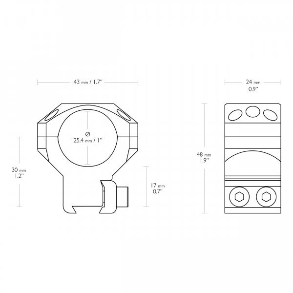 Montaż lunety Hawke Tactical 1&quot; wysoki Dovetail