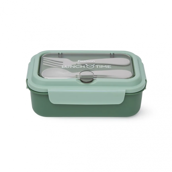 Lunch box Fissman 800 ml z 2 komorami i stalowym pojemnikiem (zielony)