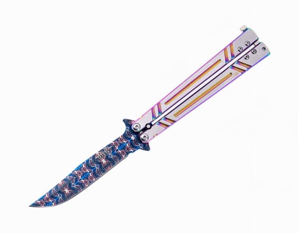Nóż składany motylek Rainbow Czakra Damascus (JKR645)