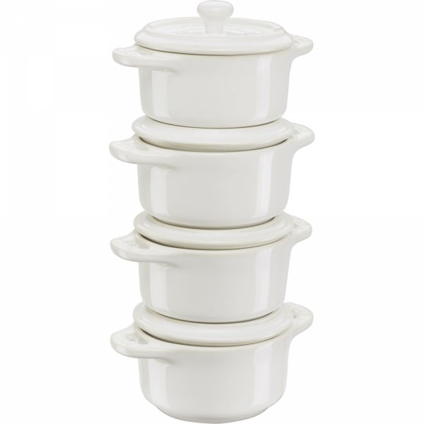 4x Mini Cocotte Okrągły 10 Cm, Kość Słoniowa Gift Giving Staub