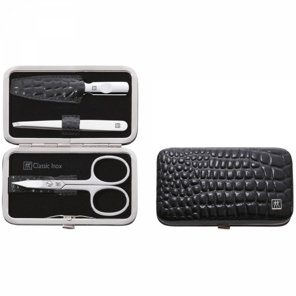 Zestaw Podróżny - Czarne Skórzane Pudełko, 3 Elementy Classic Inox Zwilling
