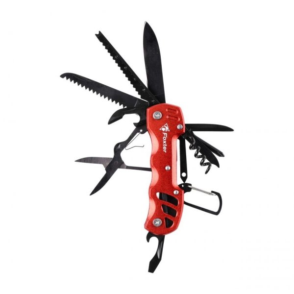 Multitool narzędzie wielofunkcyjne survival 13w1, czerwony