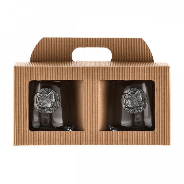 Szklanki do whisky Golden Fox Luna Fox Silver zdobione odlewanym elementem 2 szt.