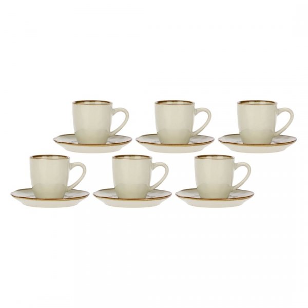 ROSE&amp;TULIPANI CONCERTO AVORIO Zestaw 6 filiżanek do espresso 90 ml