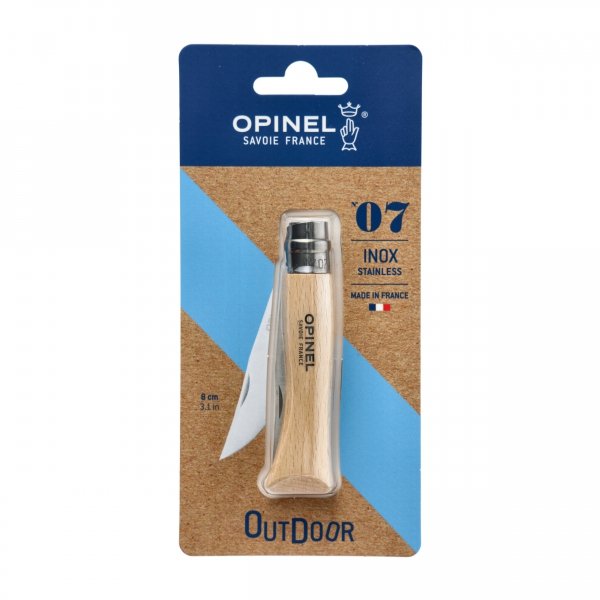 Nóż składany Opinel 7 inox buk w blistrze