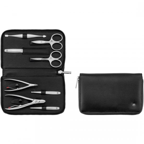 ZWILLING TWINOX Zestaw podróżny – czarne skórzane etui, 8 elementów