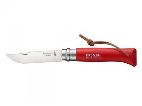 Opinel Nóż Colorama 08 Red+ rzemień