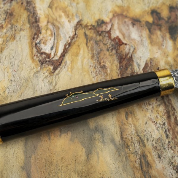 Takeshi Saji Art Fuji on Lake R-2 Nóż Santoku 18 cm + Saya