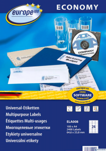 Etykiety uniwersalne ELA008 64,6 x 33,8 100 ark Economy Europe100 by Avery Zweckform