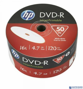 Płyta HP DVD-R 4.7GB 16x (50szt) SPINDEL, bulk WHITE INKJET PRINTABLE do nadruku DME00070WIP