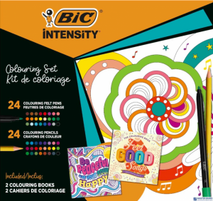 Zestaw z kolorowanką BIC Kids Igloo  511039 (24 cienkopisy BIC Intensity Fine + 24 kredki ołówkowe BIC Intensity Up + 2 kolorowa
