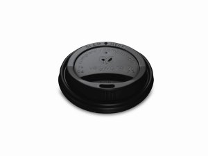 Pokrywka CPLA do kubka papierowego 90mm czarna, op. 50 szt. 100% biodegradowalna VLID79SB (X)