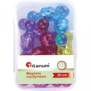 Magnes pinezki tablicowe 10 mm neodymowe Titanum 20 sztuk 463840