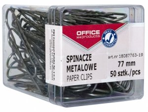 Spinacze metalowe OFFICE PRODUCTS, 77mm, w pudełku, 50szt., srebrne, 18087763-19