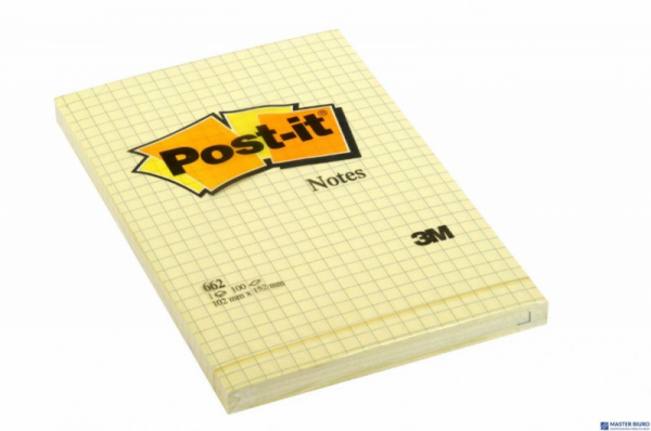 Bloczek 3M POST-IT 662 102x152mm żółte 100k kratka FT510010638