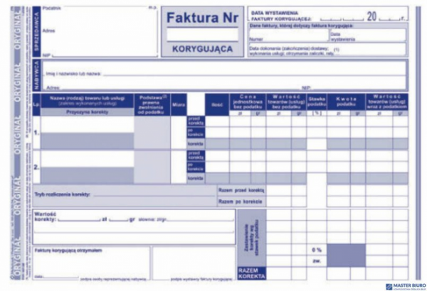 107-3E Faktura VAT korygująca MICHALCZYK&PROKOP A5 80 kartek