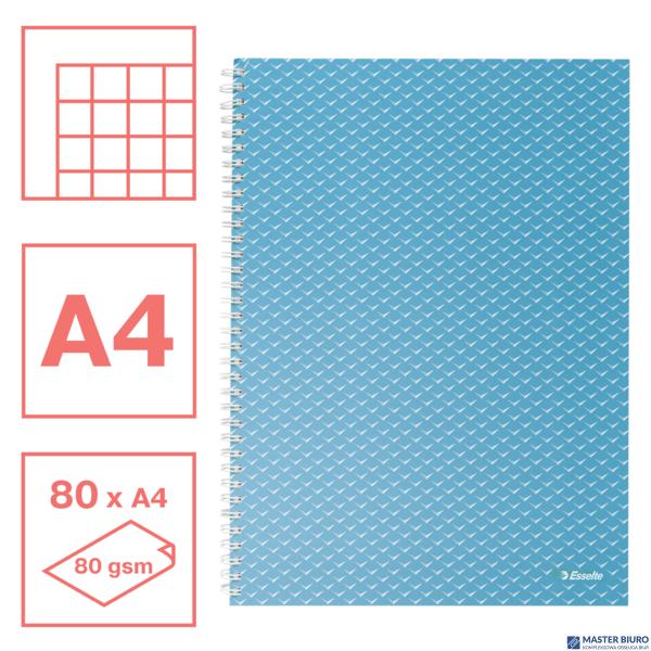 Kołonotatnik Colour Breeze A4, w kratkę, niebieski Esselte 628476