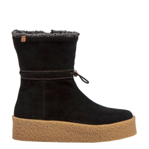 Botki El Naturalista N5923 DOLMEN Black Silk Suede Ocieplane