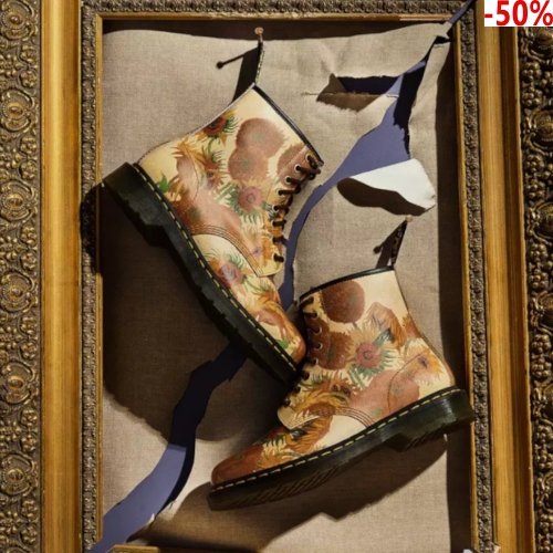 Buty Dr. Martens x The National Gallery 1460 SUNFLOWERS Yellow Backhand 27928102