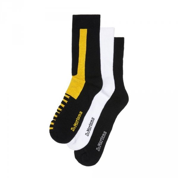 Skarpety Dr. Martens DOUBLE DOC SOCKS 3-PACK Black White Yellow  AD057002