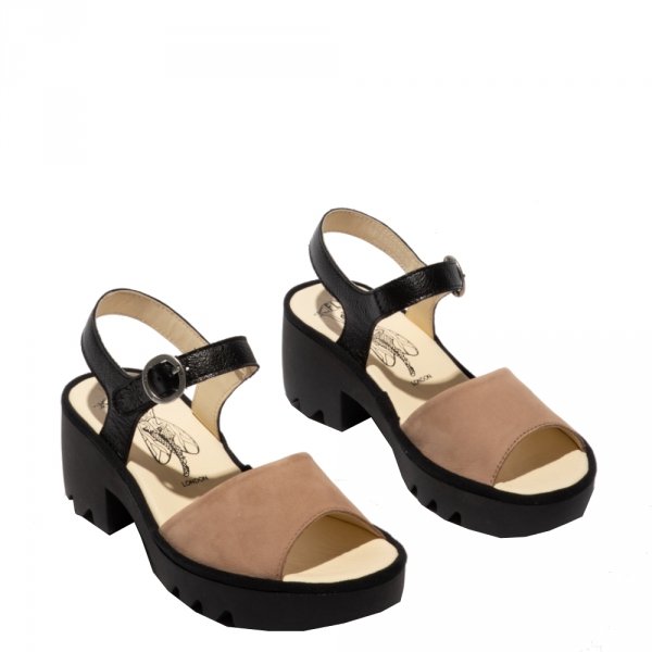 Sandały Fly London TULL 503 Taupe/Bolack Cupido/Mousse P501503006