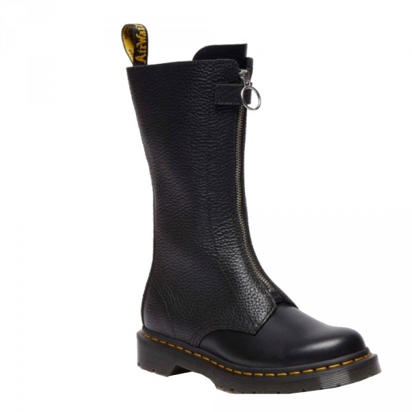 Kozaki Dr. Martens 1B99 Frnt Zip Black Wanama &amp; Black Milled Nappa 32053001