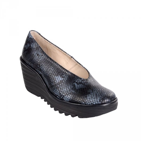 Czółenka Fly London YAZ Black Gray Snake P500025246