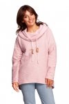 BeWear B249 Bluza z kominem i kapturem - pudrowa