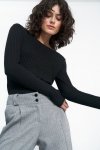 Nife Spodnie wide leg w czarną jodełkę - SD82