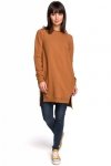 BeWear B101 Bluza - tunika z rozcięciami po bokach - karmel