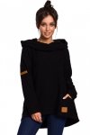 BeWear B131 Bluza z szerokim kołnierzem i kapturem - czarna
