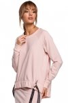 Moe M492 Bluza z klamerkami i lampasami na przodzie - cukierkowo różowa