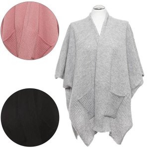 STYLOWE PONCZO DAMSKIE Z KIESZENIAMIA ADS2800-001