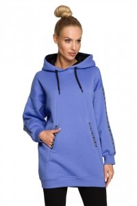 Moe M696 Bluza z kapturem i ozdobnymi lampasami - jasny fiolet