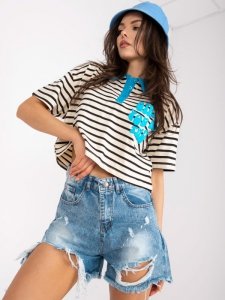 Bluzka-FA-BZ-7785.91P-czarno-beżowy rozmiar - ONE SIZE