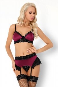 Nahir Maroon/Bordowy zmysłowy komplet LivCo Corsetti Fashion  rozmiar - L/XL