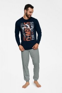 Piżama Męska Model Block 40023-59X Navy/Grey - Henderson