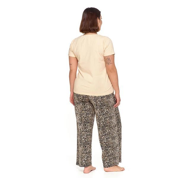 DAMSKA PIŻAMA W PANTERKĘ Z DŁUGIMI SPODNIAMI PLUS SIZE PDD4600-015 S/S 2025