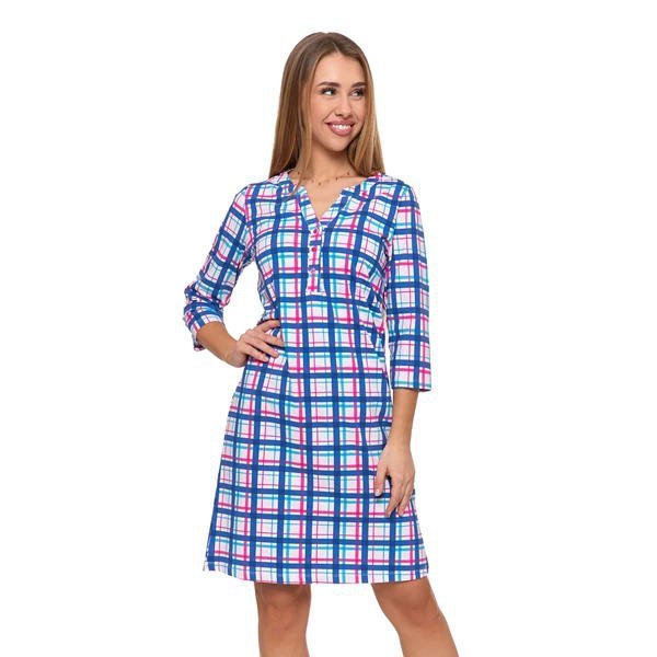 KOSZULA NOCNA DAMSKA ROZPINANA Z RĘKAWEM 3/4 PDK2500-003 S/S 2025