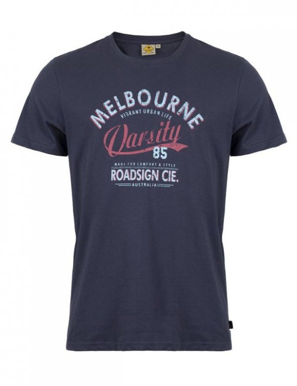 ROADSIGN THEME 2 MĘSKI T-SHIRT MELBOURNE, GRANATOWY 19-007581-5, 19-007581-2, 19-007581-1, 19-007581-3, 19-007581-4