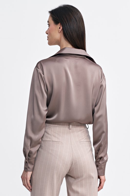Nife Satynowa koszula body - mocca - K80