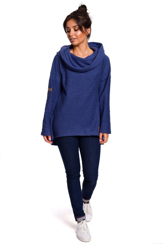 BeWear B131 Bluza z szerokim kołnierzem i kapturem - indygo