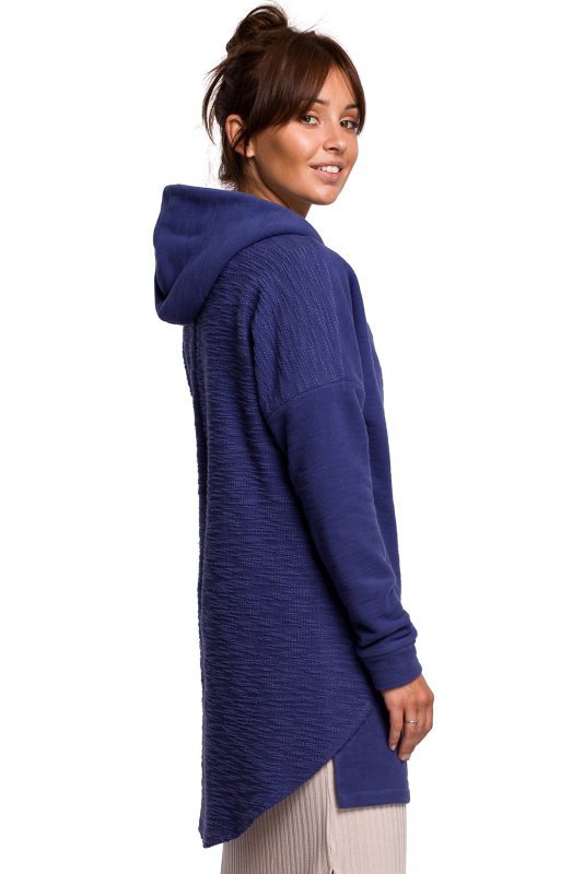 BeWear B176 Bluza z zaokrąglonym dołem i kapturem - indygo
