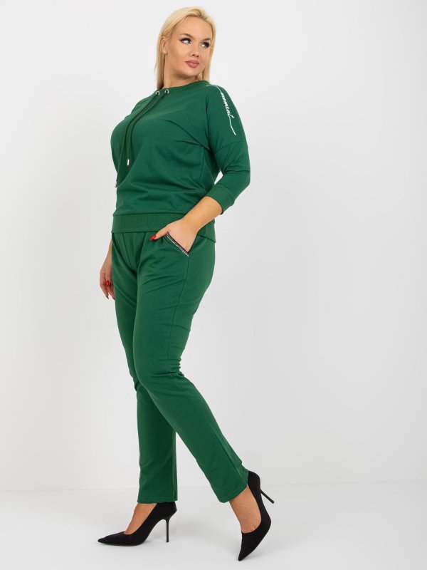 Spodnie dresowe-RV-DR-4765.52-ciemny zielony rozmiar - 3XL