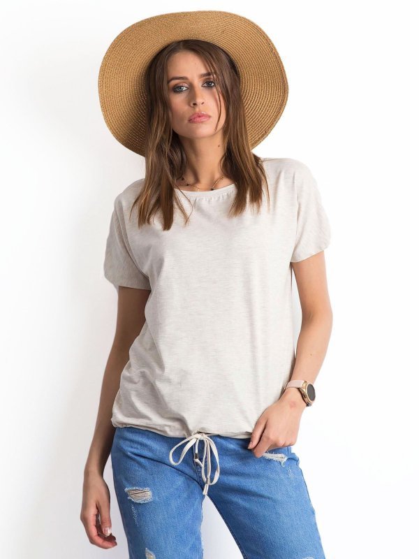 T-shirt-RV-TS-4834.64P-jasny beżowy rozmiar - XS