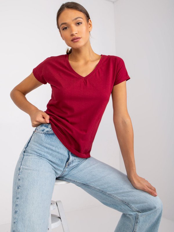 T-shirt-RV-TS-4832.16P-bordowy rozmiar - XS