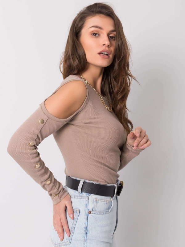 Bluzka-RV-BZ-5099-1.07-ciemny bezowy rozmiar - L/XL